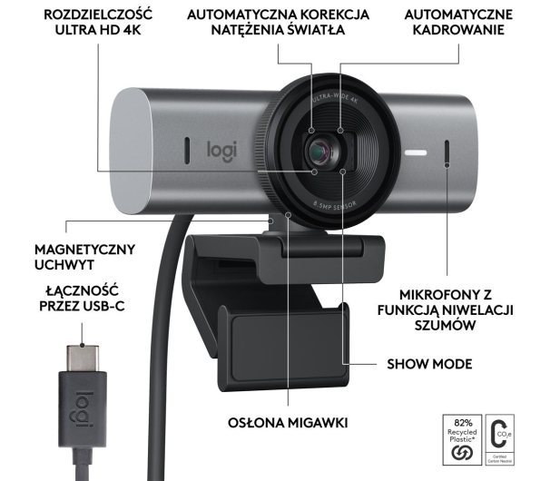 Logitech MX BRIO 4K grafit - 1227568 - zdjęcie 6